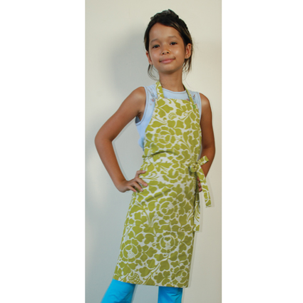 BALINESE CHILD'S CREAM AND AVOCADO PRINT APRON