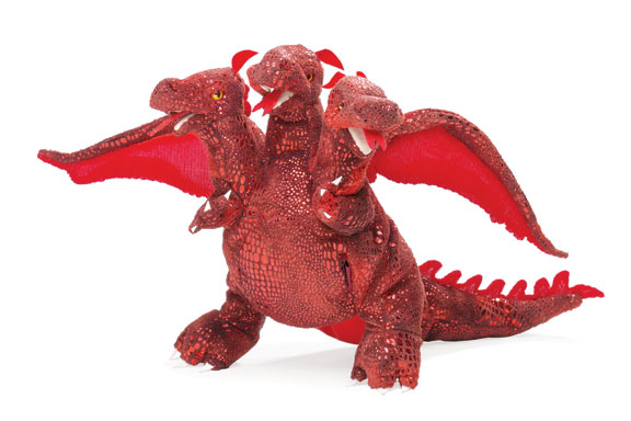 Three-Headed Red Dragon Hand Puppet