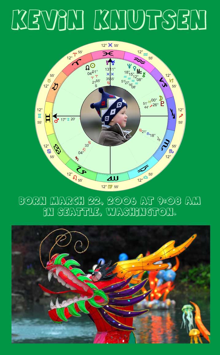 BOY'S ASTROLOGICAL CHART WITH DRAGON MOTIF ART POSTER